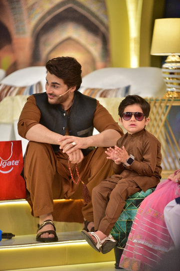 Russet Brown Kurta and Trouser Set For Boys